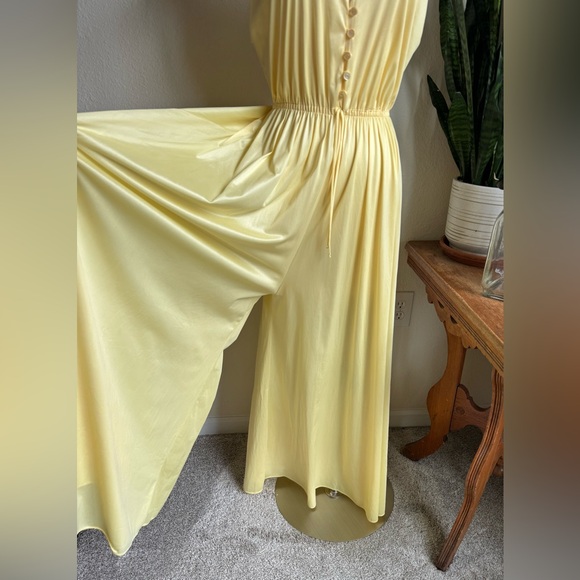 Romcom Core Butter Yellow Vintage Jumpsuit Union Made USA 70s Wide Leg Glam M - Picture 6 of 9